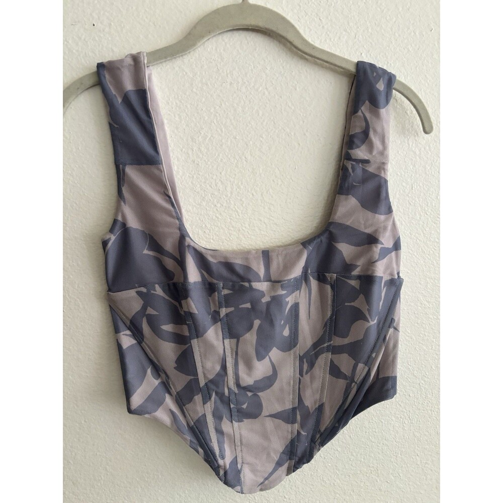 Tiger Mist Corset Top Medium Mesh Fabric over lining- boning in corset